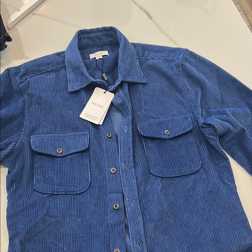 Reiss - Men’s Blue Corduroy Overshirt - Picture 8 of 14